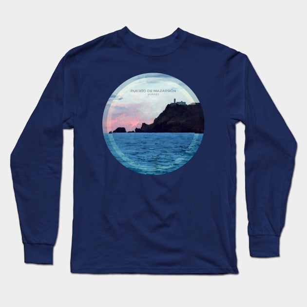 Puerto de Mazarrón - Sunset Lighthouse V01 Long Sleeve T-Shirt by mazarronsouvenirs